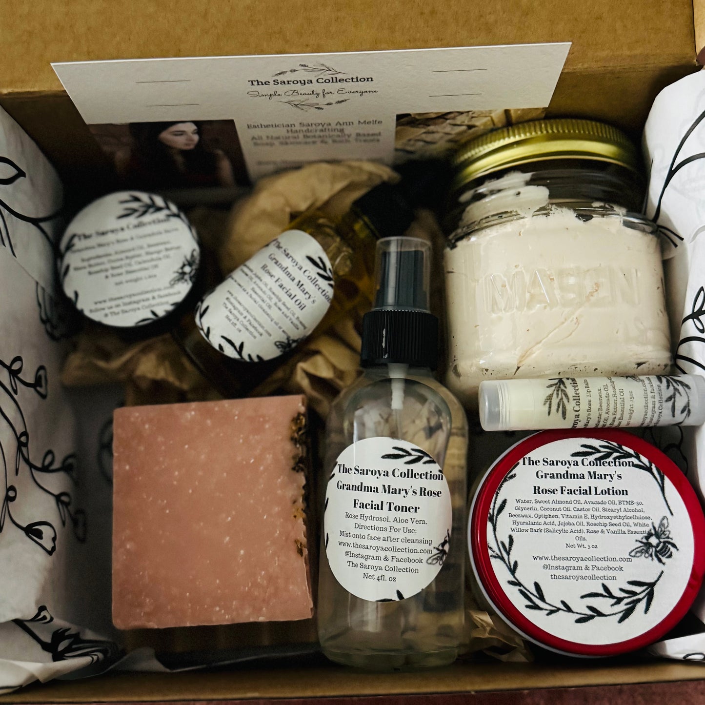 Grandma Mary’s Rose Skincare Gift Box - The Saroya Collection