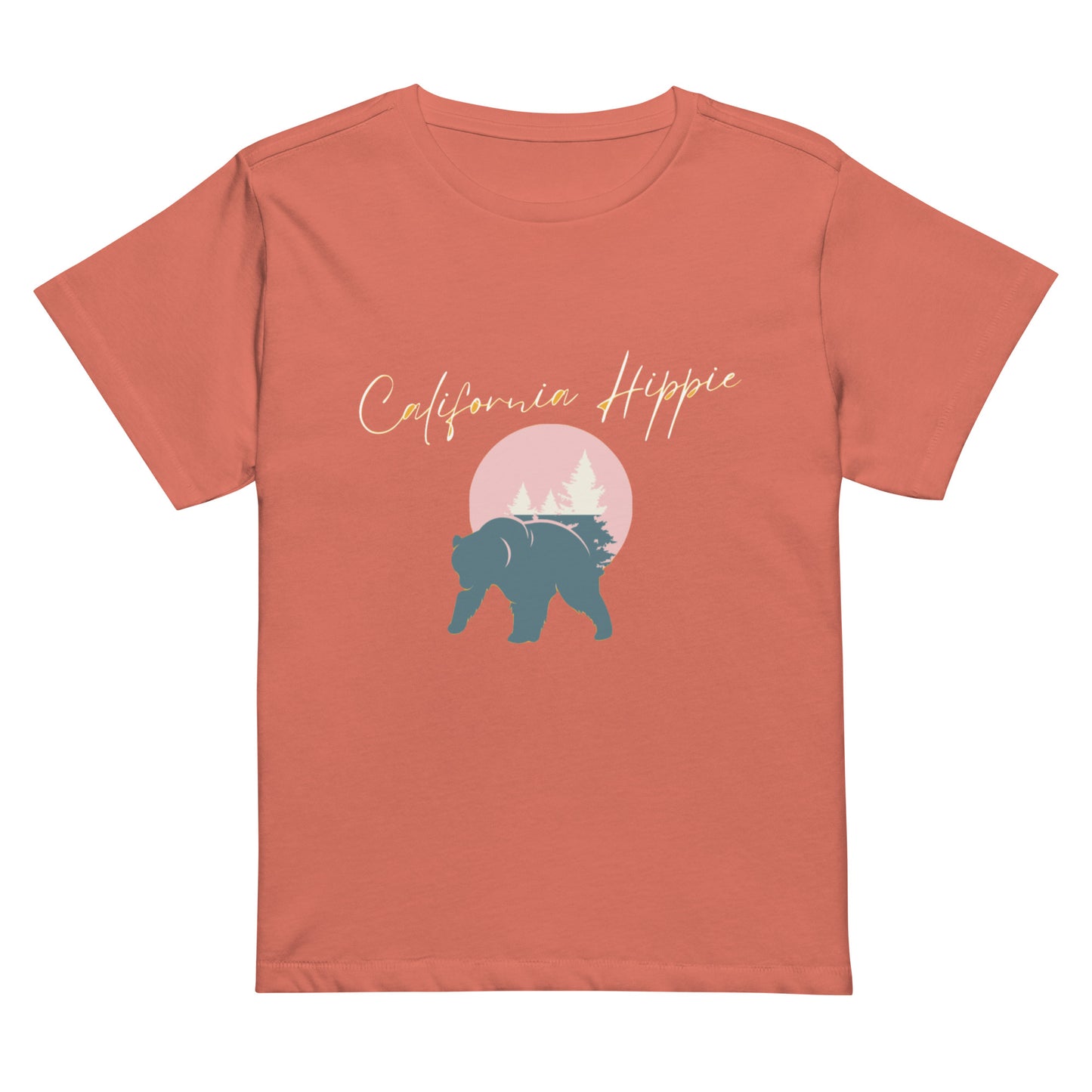 Women’s High-Waisted California Hippie Bear T-shirt
